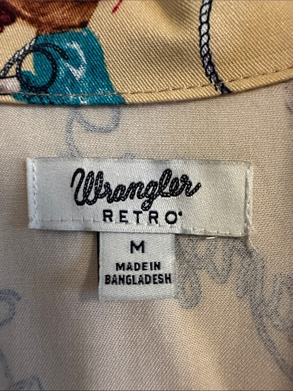 Wrangler Yellow Rodeo Print Short Sleeve Button-Up Shirt - Picture 3 of 4